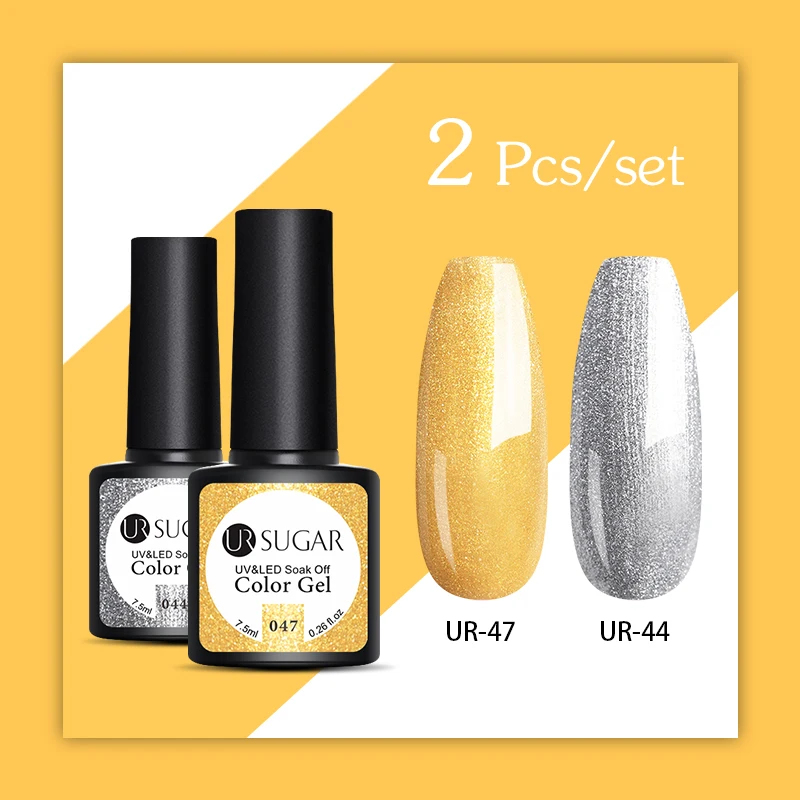 I1 Ur Sugar 2 шт./лот гель для ногтей с блестками Набор лаков розовый гибридный Цвет серии Полупостоянный светодиодный лак для ногтей набор блестки гель - Цвет: I1