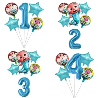 1set cocomelon theme aluminum balloon set baby shower birthday party decor balloons party supplies foil balloons