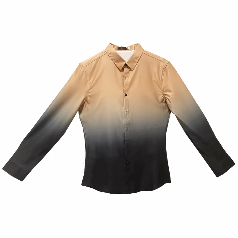 

Men Shirts Gradient Long Sleeve Business Dress Shirt Slim Fit Streetwear Casual Shirt Social Party Men Clothing Camisa Masculina