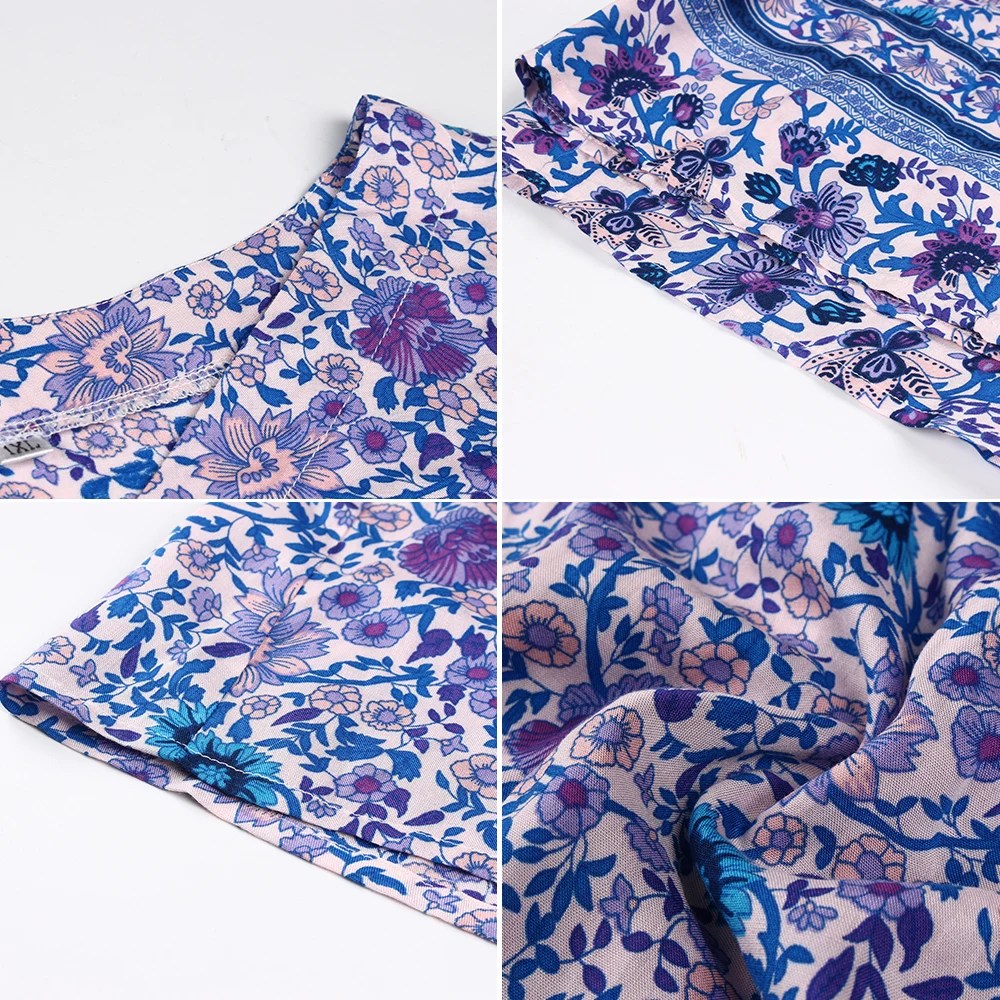 Женская блузка с цветочным принтом V-образным вырезом и длинным рукавом | одежда