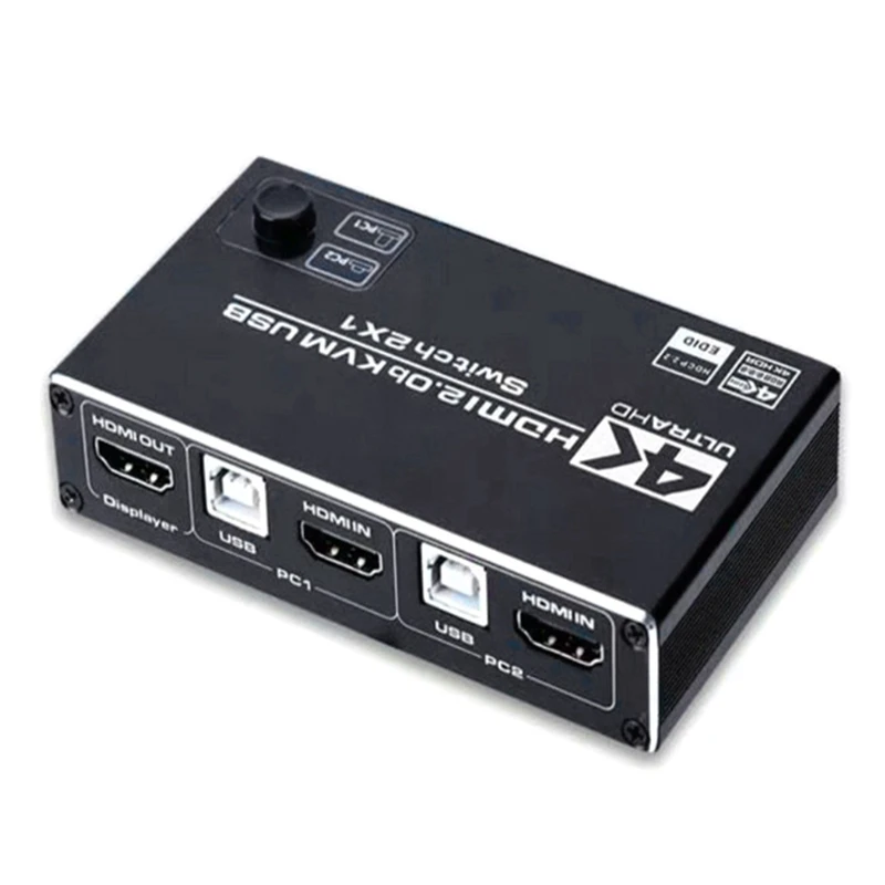

KVM-переключатель HDMI2.0, USB монитор компьютера 2 в 1, выход клавиатуры и мыши, USB общий 2-портовый коммутатор