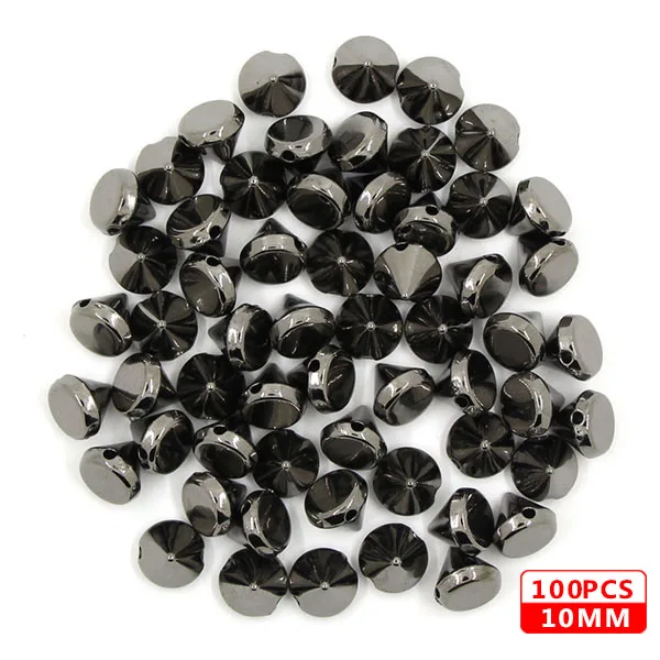 10MM Black 100 шт CCB бусинки из пластика с заклепками золотистого и серебристого цвета шипованные заклепки в стиле панк для кожаных гвоздей с заклепками аксессуары для одежды - Цвет: 10MM Black