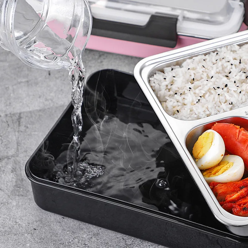 Stainless Steel 304 Lunch Box With Spoon Leak-proof Bento Boxes Dinnerware Set Microwave Adult Children Food Container | Дом и сад