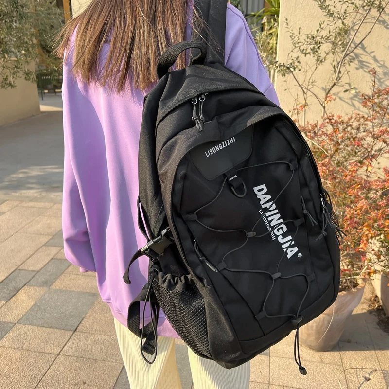

Вместительные дизайнерские рюкзаки для отдыха на шнурках, модная Милая школьная дорожная сумка с клиньями, женский рюкзак с боковыми сетчатыми карманами
