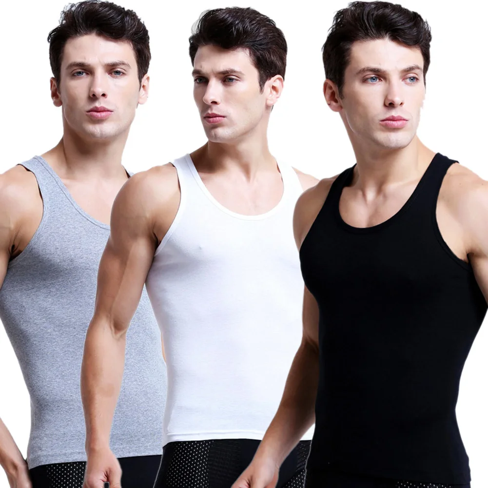 

Hot Selling Hign Quality Men's Cotton Solid Seamless Underwear Mens Sleeveless Tank Vest Undershirt Mens Undershirts Asian Size