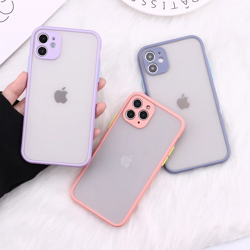 

Camera Protection Bumper Phone Cases For iPhone 14 14ProMax 14Plus 13Promax 13 12 11 Matte Translucent Shockproof Back Cover
