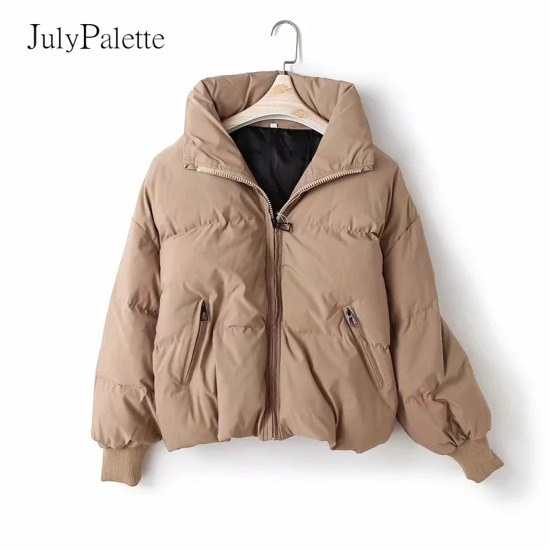 

Julypalette Za Women Thicken Jackets 2021 Autumn Winter Casual Loose Cotton Padded Coat Female Warm Parka Pocket Zipper Outwear