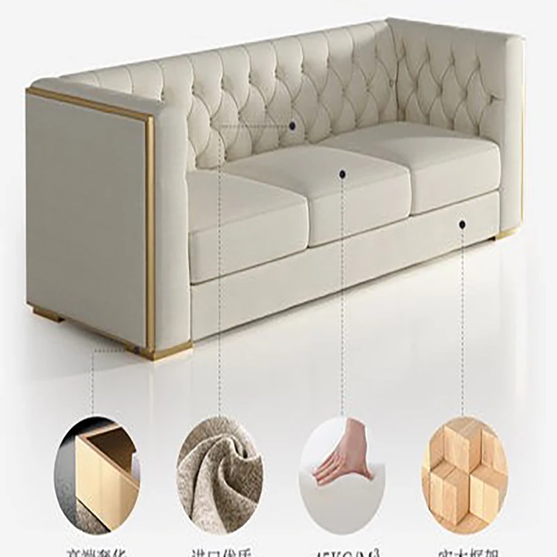 Скандинавский тканевый диван в современном минималистичном стиле для гостиной