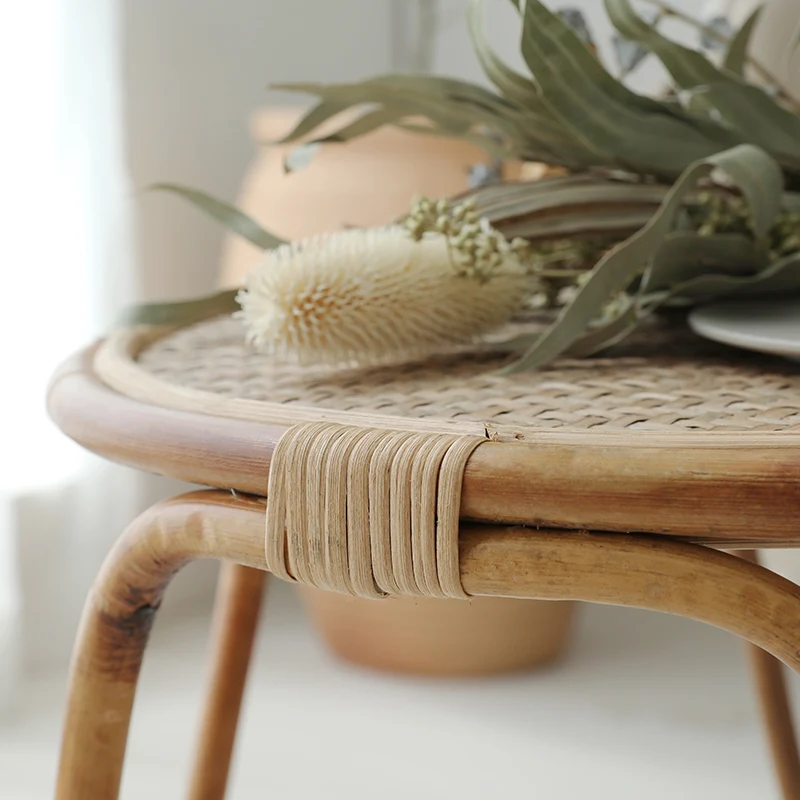 

Nordic minimalist coffee table small apartment round side mesa living room tablo simple household rattan art