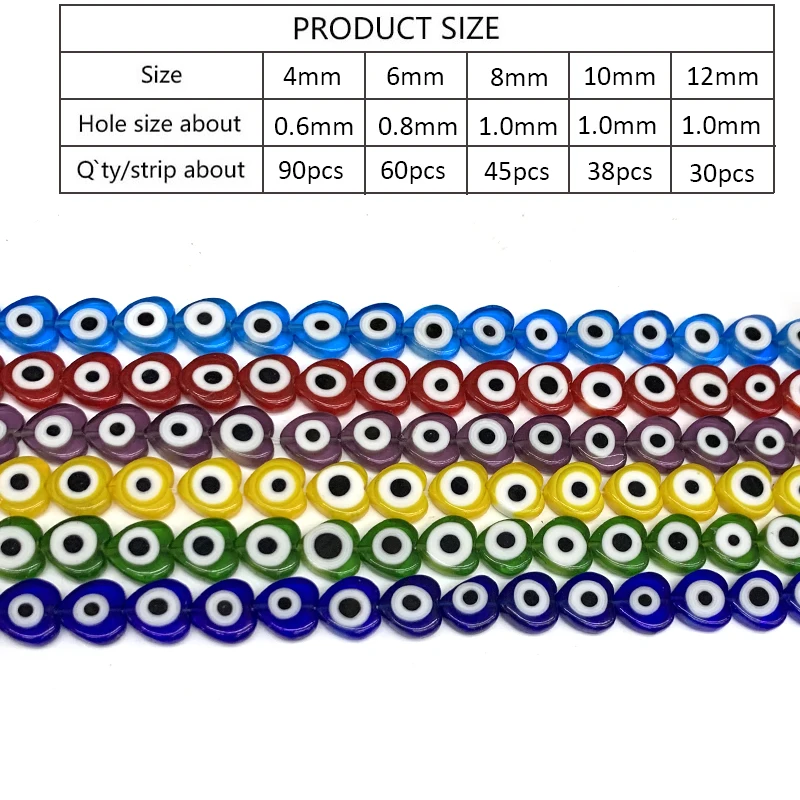 

4 6 8 10 12mm Love Heart Shape Eye Beads Murano Lampwork Beads For Jewelry Making Loose Spacer Beads DIY Bracelet Glass Beads