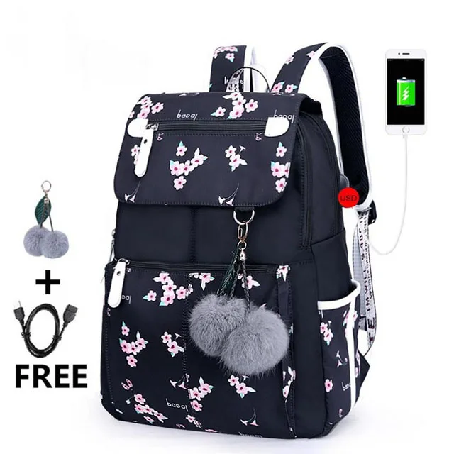 G Puimentiua детские школьные рюкзаки для девушек школьные сумки большой емкости цветочный принт рюкзак сумка для детей дропшиппинг - Цвет: G