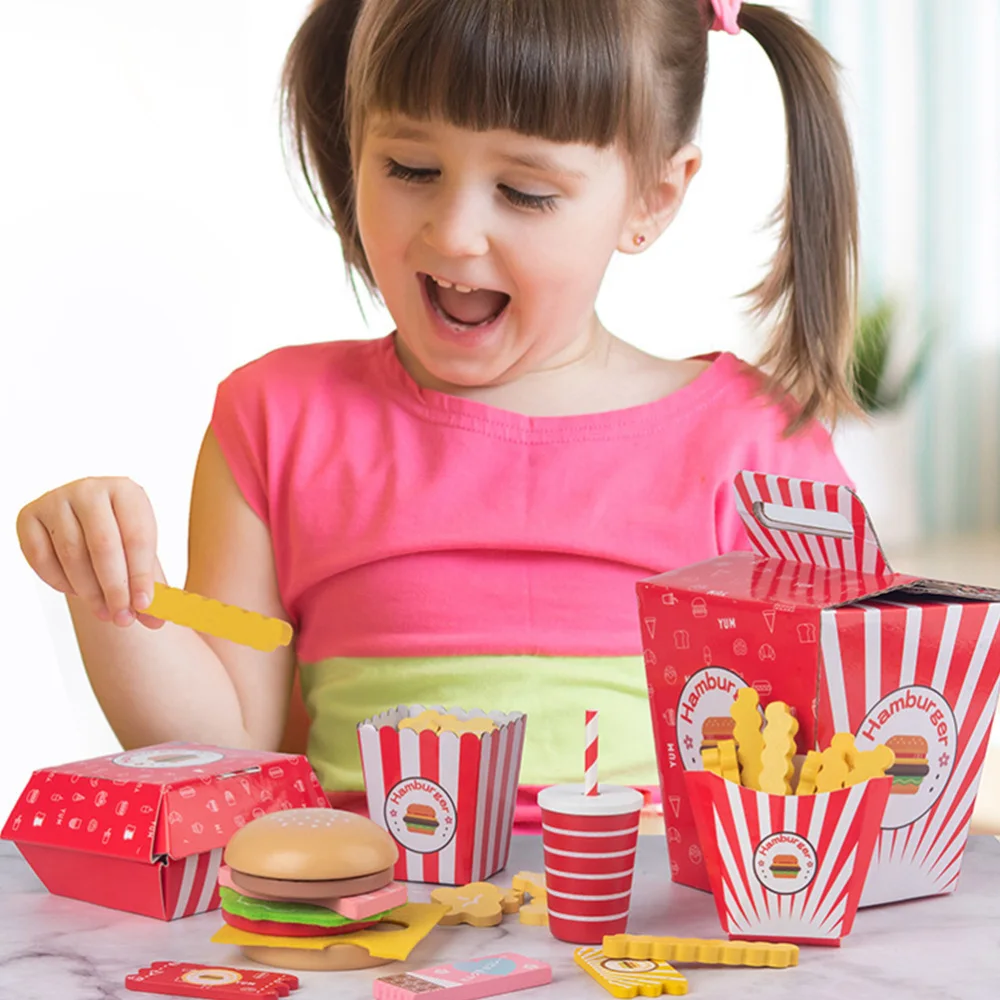 

1 Set Food Playing House Prop Wooden Simulation Set Kids Set