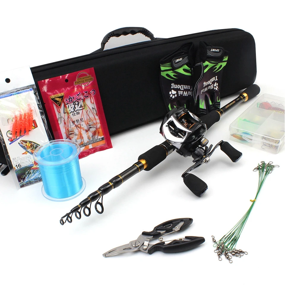 Fishing rod with reel and bag lure Casting Rod Reels Set carbon lure fishing pole telescopic Trout rod lure Weight 7-28g M power enlarge