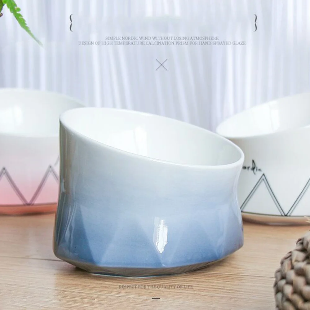 

Pet Bowl Ceramic Drinking Feeder Dog Dual-use High Rise Bowl Non-Slip Food Container for Home Shop Pet Supplies (Grey)