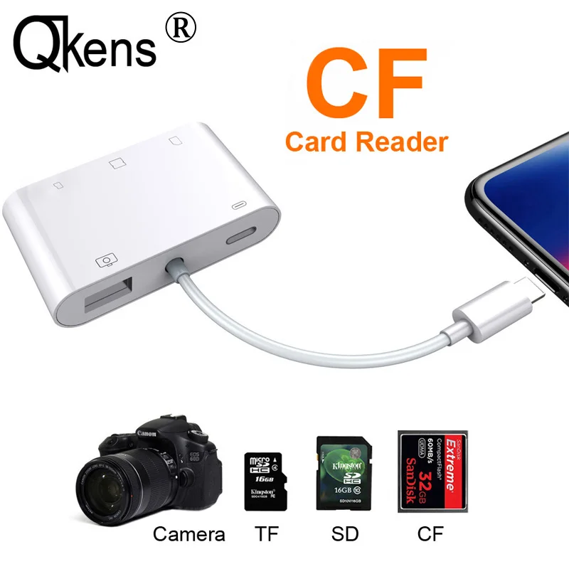 5в1 SD TF CF кардридер USB камера комплект подключения OTG кабель адаптер для iPhone 11 Pro XS MAX