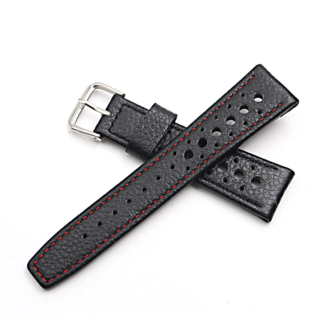 CARLYWET 20 22mm TOPLuxury Real Calf Leather Handmade White Stitches Wrist Watch Band Strap Belt For Rolex Omega IWC Tag Heuer | Наручные