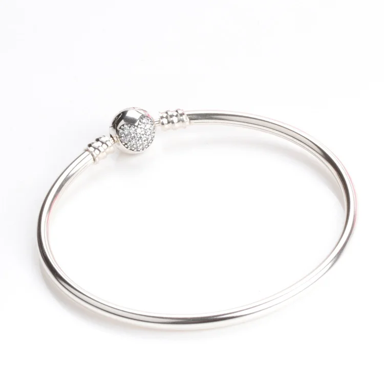 

Silver Color Charm Basic Bracelets Women Heart Crystal With Clasp Clip Snake Chain Bracelet For Women Wedding Jewlery