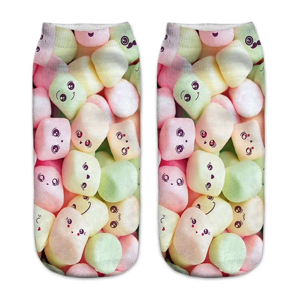 1Pairs Women 3D Cute Printing Cotton Comfortable Fashion Skateboard Socks Female Ankle Unisex Casual Short Mujer | Женская одежда