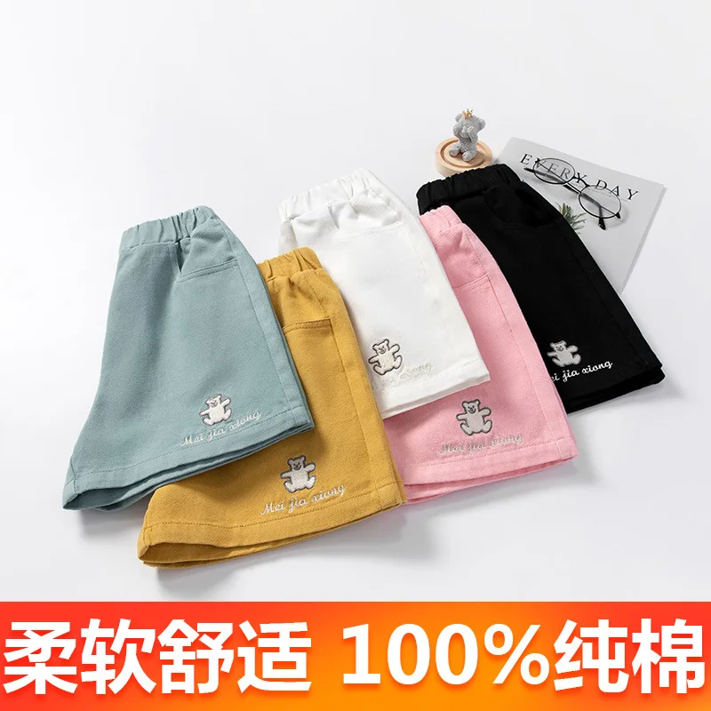 Джинсовые шорты с вышивкой для девочек летние детские свободные Популярные