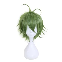 anime danganronpa rantaro amami rantarou green short wig cosplay costume dangan ronpa v3 heat resistant synthetic hair wigs