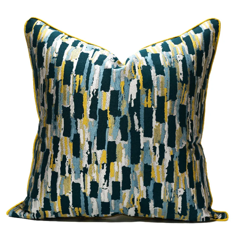 

Plaid Yellow-Green Stitching Color Pillowcase Single-Sided Printing Pillowcase Polyester High-Quality Satin Cushion Cover