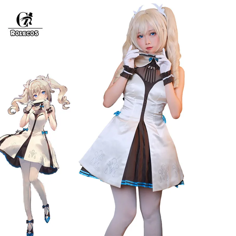 

ROLECOS Game Genshin Impact Barbara Cosplay Costume Barbara Concert Cosplay Costume Dress Women Party Dress Halloween Full Set