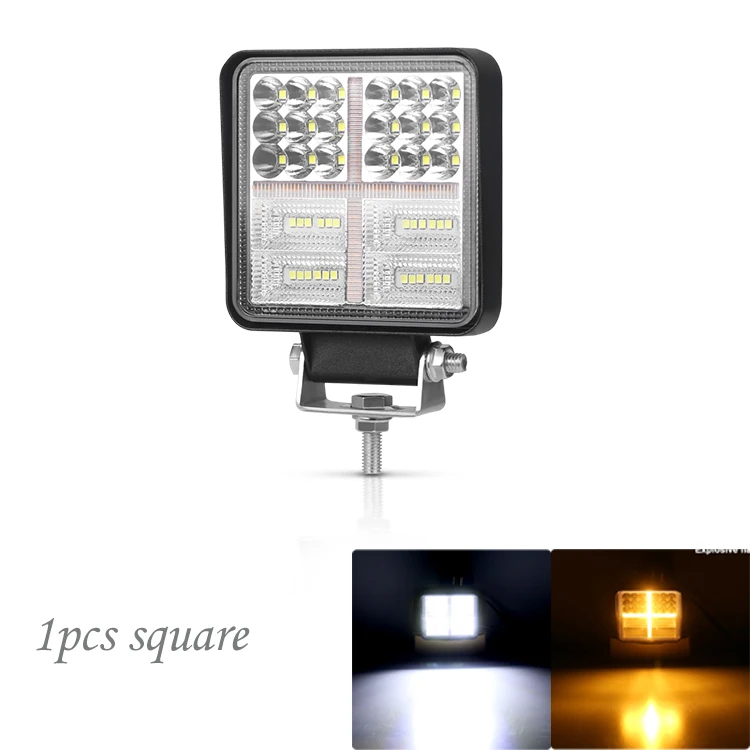 1 pcs square 126W Nlpearl 126 Вт мигает Предупреждение автомобиля протовотуманная подсветка квадратный 12V 24V 3000 K/6000 K противотуманная фара в сборе светодиодный Strobe Light полиции для 4X4 - Цвет: 1 pcs square 126W