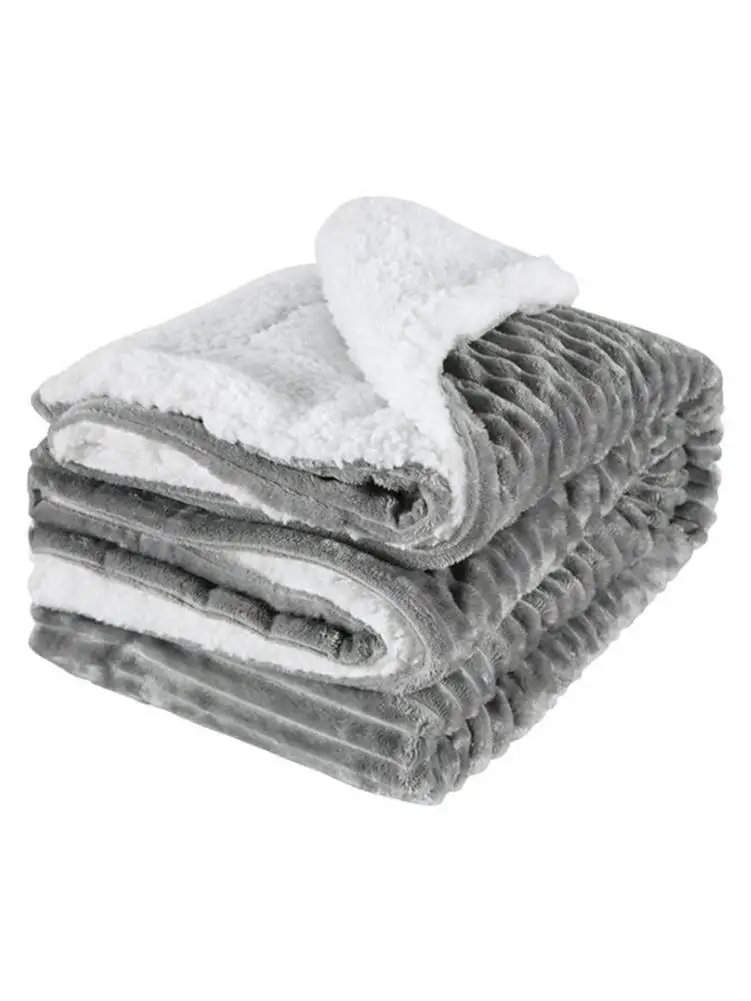 Double Layer Draw Blanket Single Solid Color Flannel Office Sofa Twin Thick Warm | Дом и сад