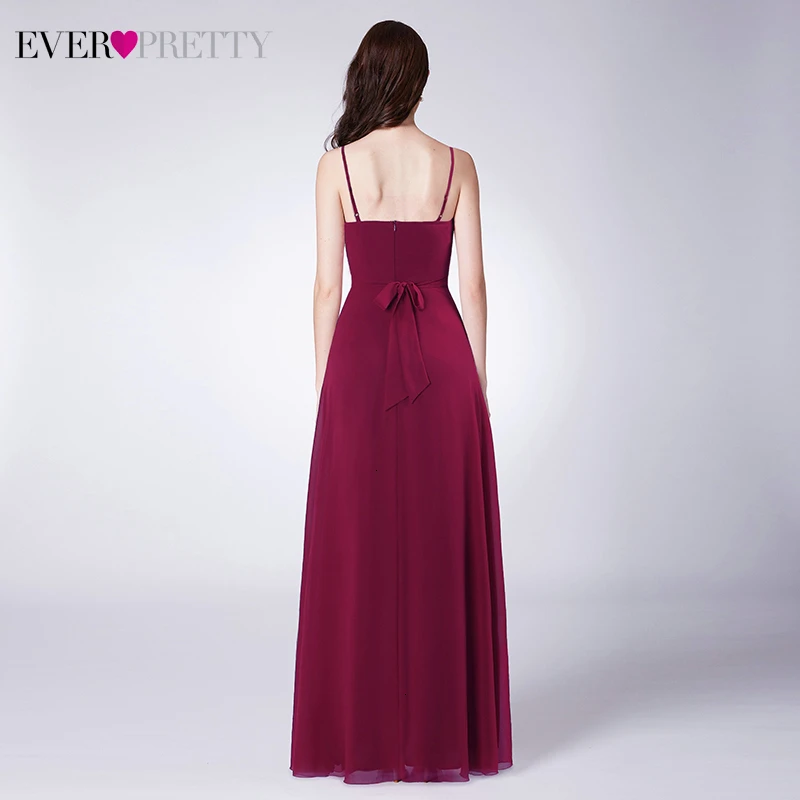 Ever Pretty Выпускные платья Burgundy трапециевидной формы с двойным v-образным вырезом безрукавный с Боковым Разрезом элегантные вечерние платья Laurea Robe Adolescente