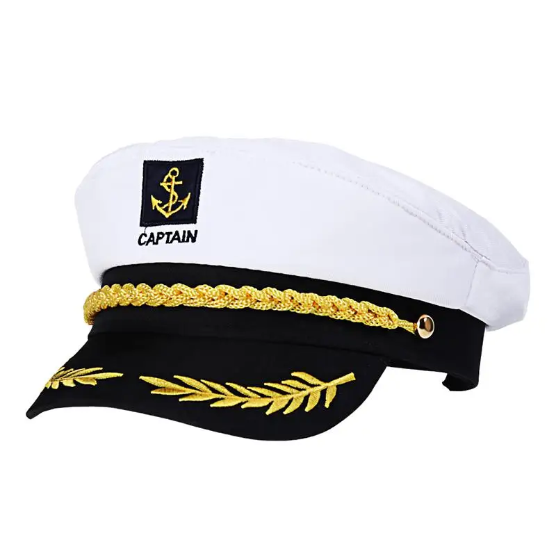 Erwachsene Yacht Militär Hüte Boot Skipper Schiff Sailor Kapitän Kostüm Hut verstellbare Kappe Navy Marine Admiral für Männer Frauen