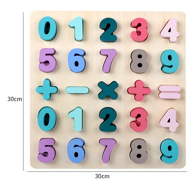 

Early Education Wooden Puzzle 3D Digital Letter Hand Grasping Shape Match Board Children's Preschool Toys Birthday Gifts