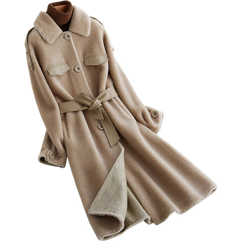 

Куртка из натурального меха женская шерстяная осенне-зимняя куртка женская одежда 2020 Корейская винтажная длинная овчина V19F93515 YY1688