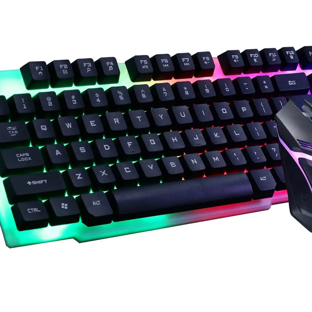 

2Pcs/Set GTX300 Wired Keyboard and Mouse Set Punk Rainbow Backlit USB Keyboard Mouse Set 104 Keys USB Wired Keyboard Mouse Set