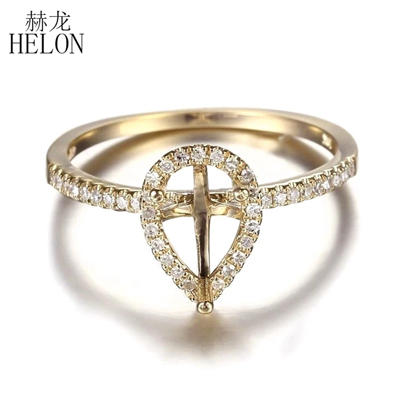 HELON 7X5MM груша твердая 14k желтое золото натуральные бриллианты полукрепление