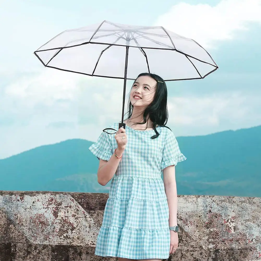 

Transparent Automatic Rain Umbrella Windproof Auto Women Umbrella Men Outdoor Parasol Travel Foldable Black Business Foldin A8m0