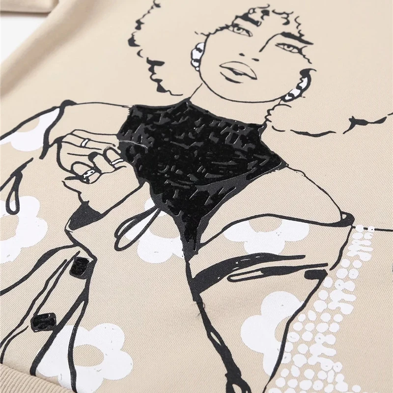 Свитшот женский из хлопка с длинным рукавом и круглым вырезом | Женская одежда