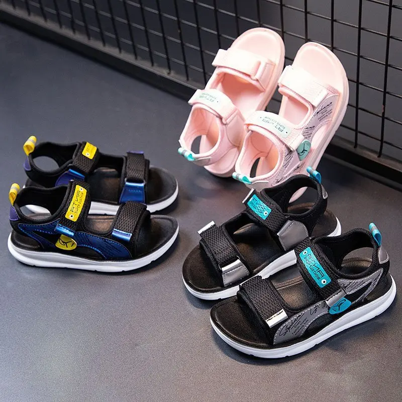 

Сандалии для мальчиков и девочек, модная летняя пляжная обувь унисекс, спортивные босоножки на застежке