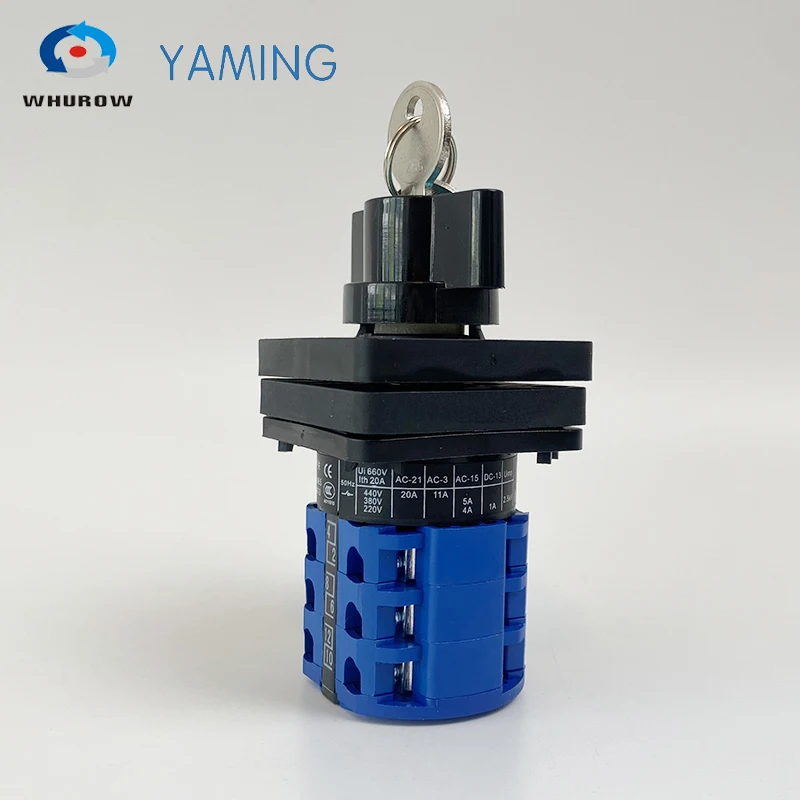 Yaming электрический 3 позиции ключ поворотный кулачковый переключатель фазы