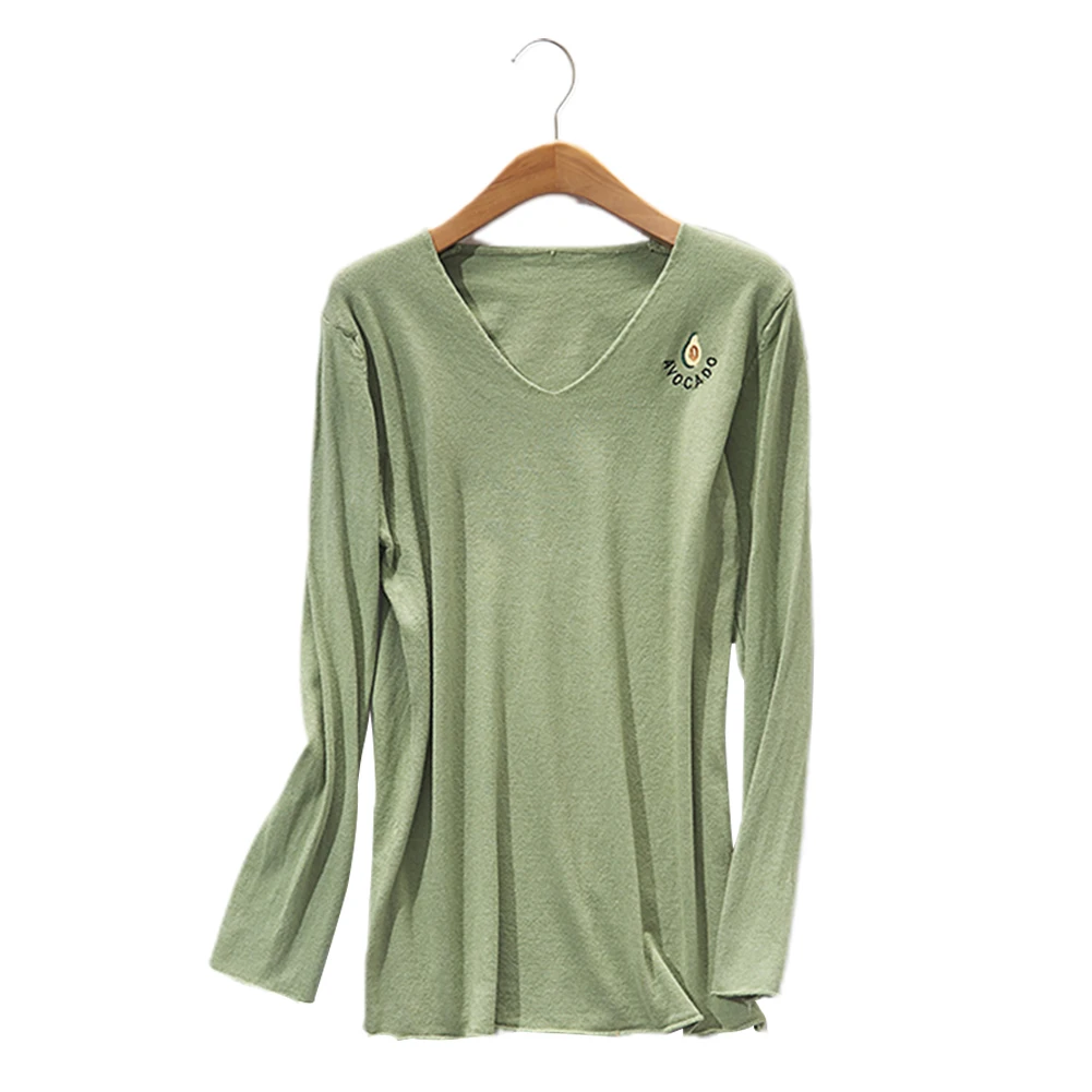 

V Neck Elegant Long Sleeves Knitting Bottoming Autumn Soft Stylish Slim Fit Casual Women Sweater