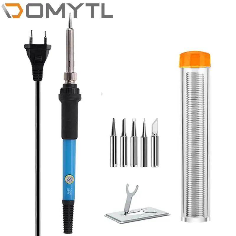 

220v Tin Soldering Iron With Regulator Kit 60w Electric Hand Tools Repair Welding Pcb Replaceable Iron Tip Garage Equipment