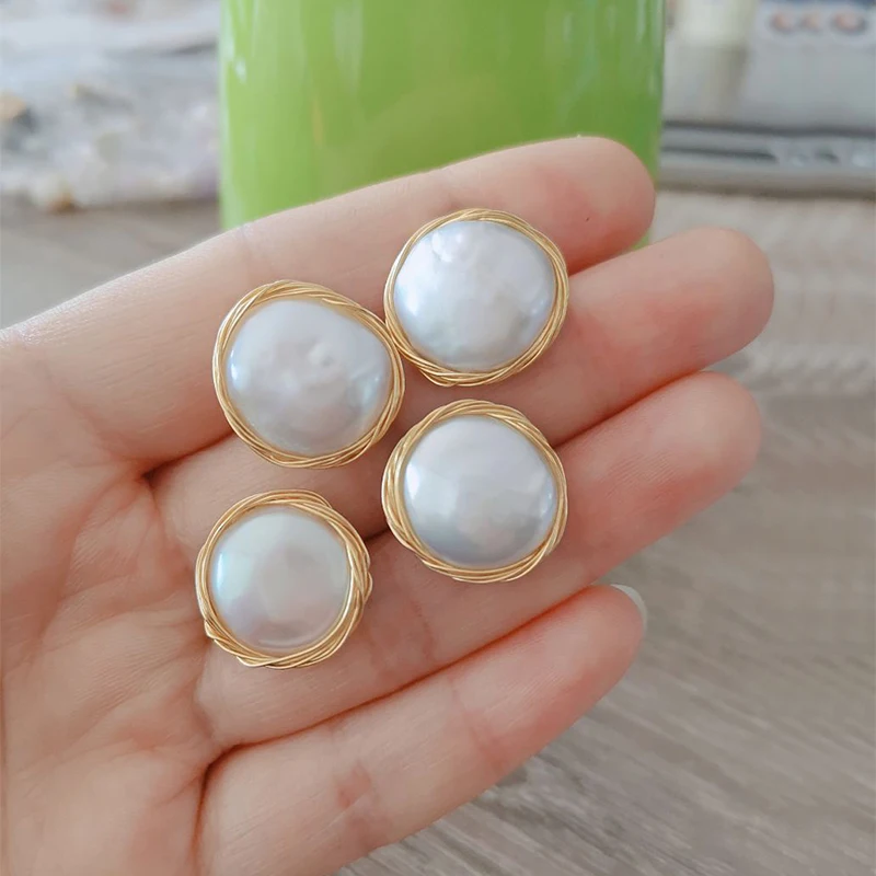 SEVEN GIRL классические большие жемчужные серьги-гвоздики в стиле барокко серьги с