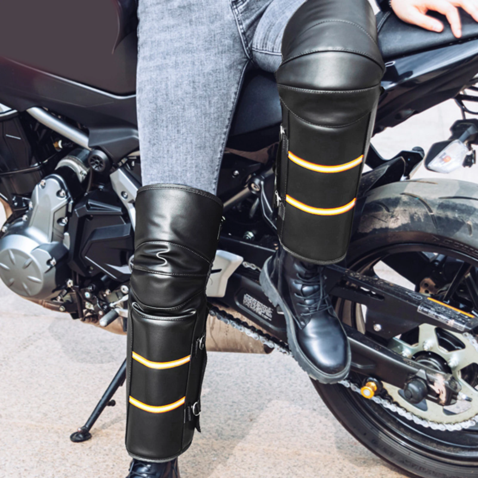 

Высоко-Класс мотоциклетные скутеры велосипед ноги более теплое колено колодки прочный длинный сжатия ног рукава с подтяжками, с защитой от ветра наколенник коврик