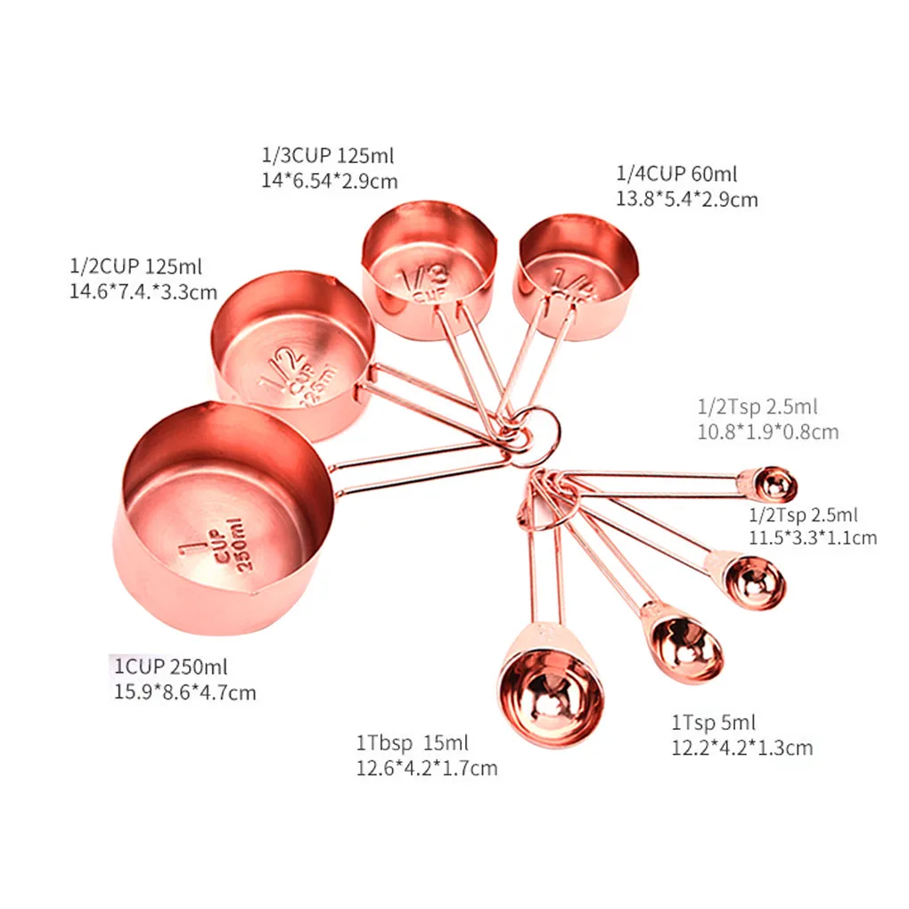 

8pcs Measuring Cups Spoons Set Dry Liquid Ingredients Measure Cooking Baking Stainless Steel Tablespoons Kit
