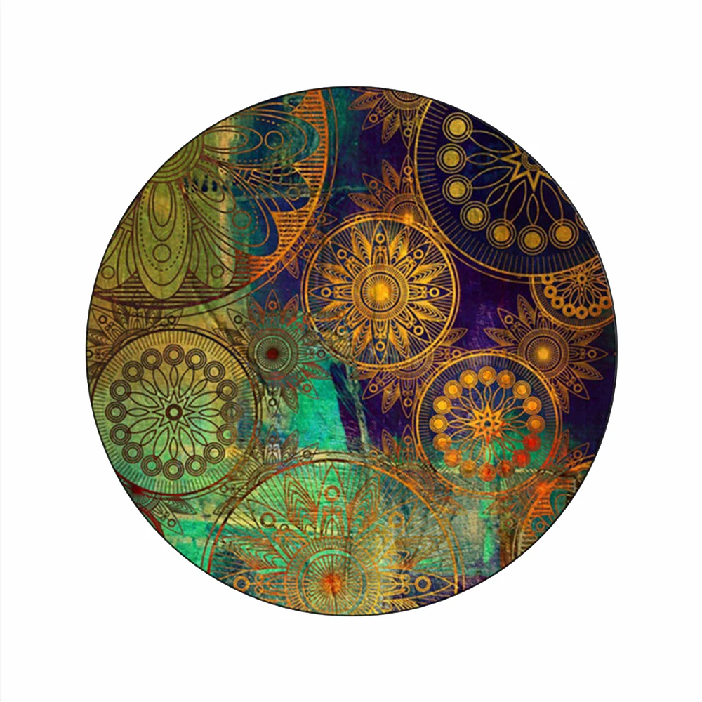 Красочные ковры для спальни зеленый цветок мандалы этнический круглый ковер