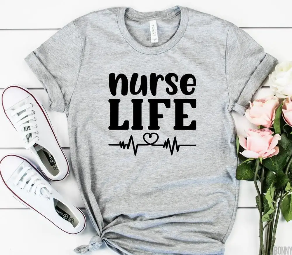 

Women T Shirt Nurse Life Heartbeat Print Tshirt Women Short Sleeve O Neck Loose T-shirt Ladies Summer Causal Tee Shirt Tops