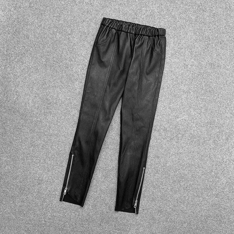 

Spring Autumn Real Genuine Leather Pant High Waisted Women Culottes Casual Bodycon Sexy Party Pencil Pants Office Ladies Clothes