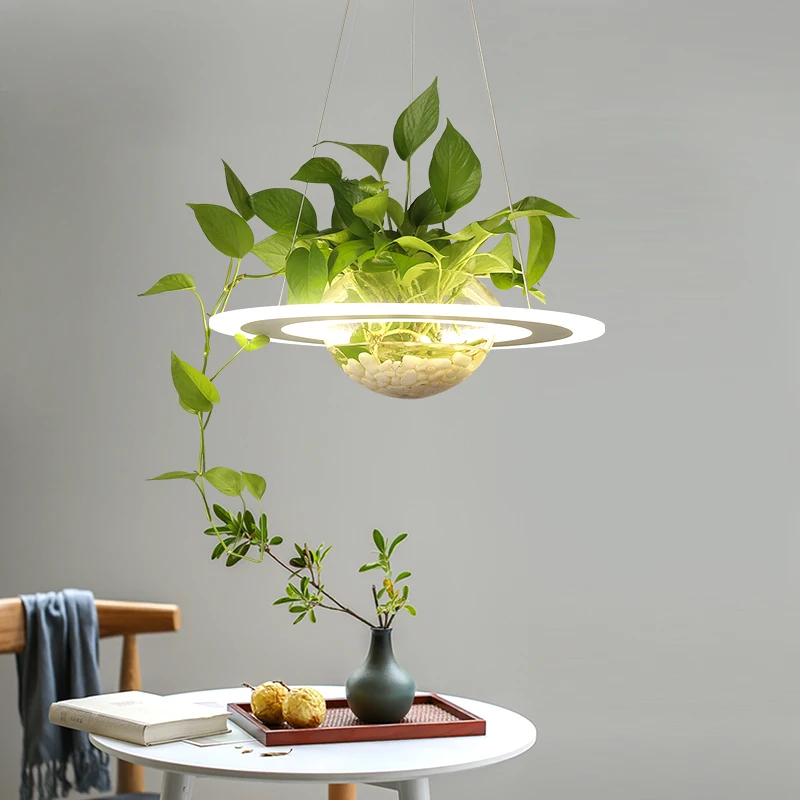 Светодиодная Подвесная лампа в виде растений, современный скандинавский светильник, комнатное украшение для спальни, столовой, кафе, бара, подвесные светильники