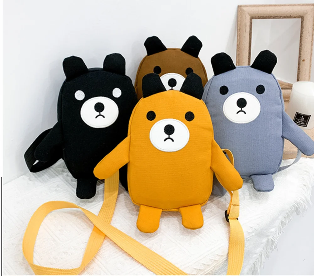 Сумки женские холщовые с милым медведем маленькие сумочки мультяшным рисунком