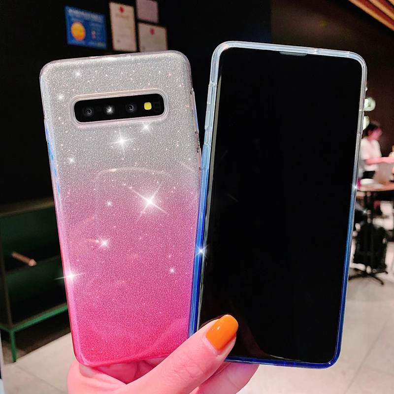 Чехол из ТПУ с градиентными блестками для Samsung Galaxy S7 S8 S9 S10 Plus 5G A10 A20 A30 A40 A50 A70 J4 J6 J8