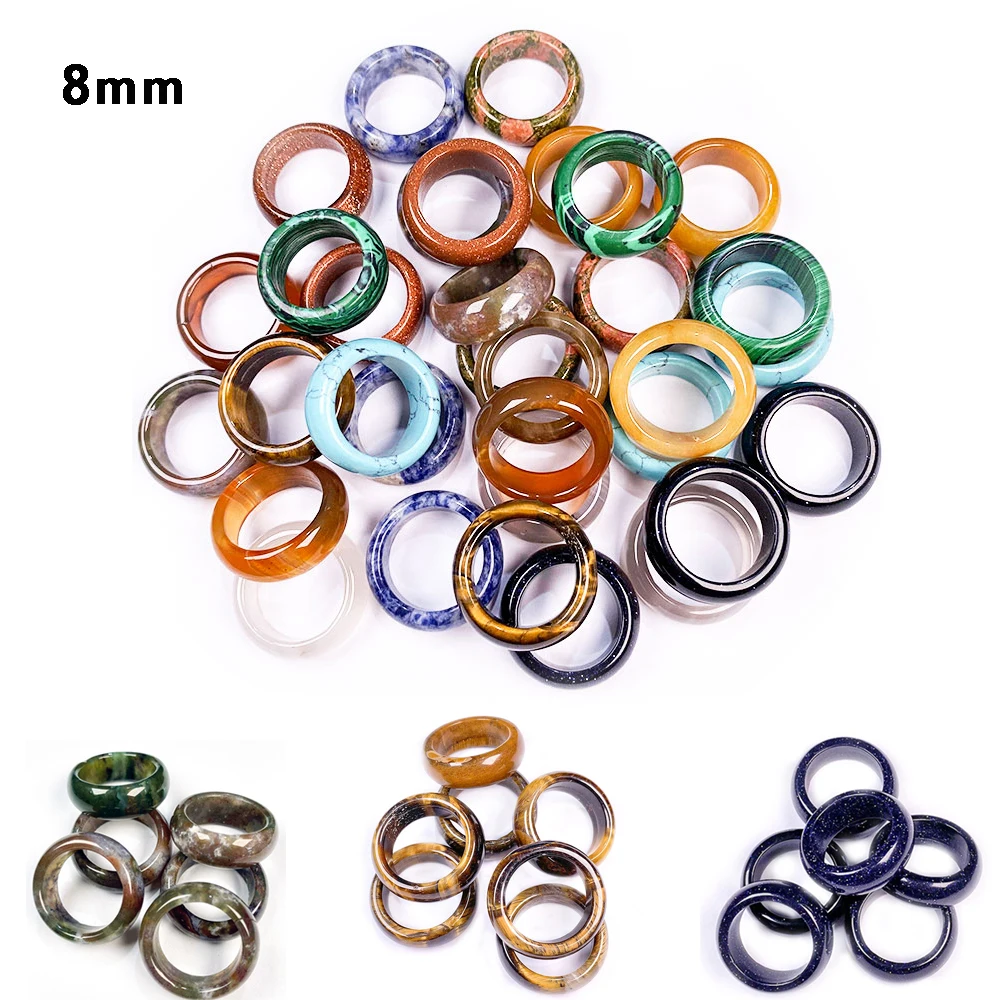 Кольца из натурального камня 3 шт. много стильных камней бирюзовый тигровый глаз